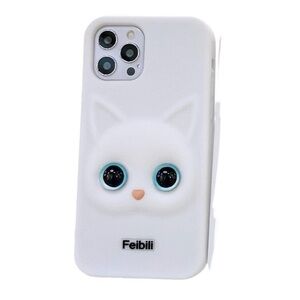 Feibili White Silicone 3D Cat Design Phone Case iPhone 12 Pro Max